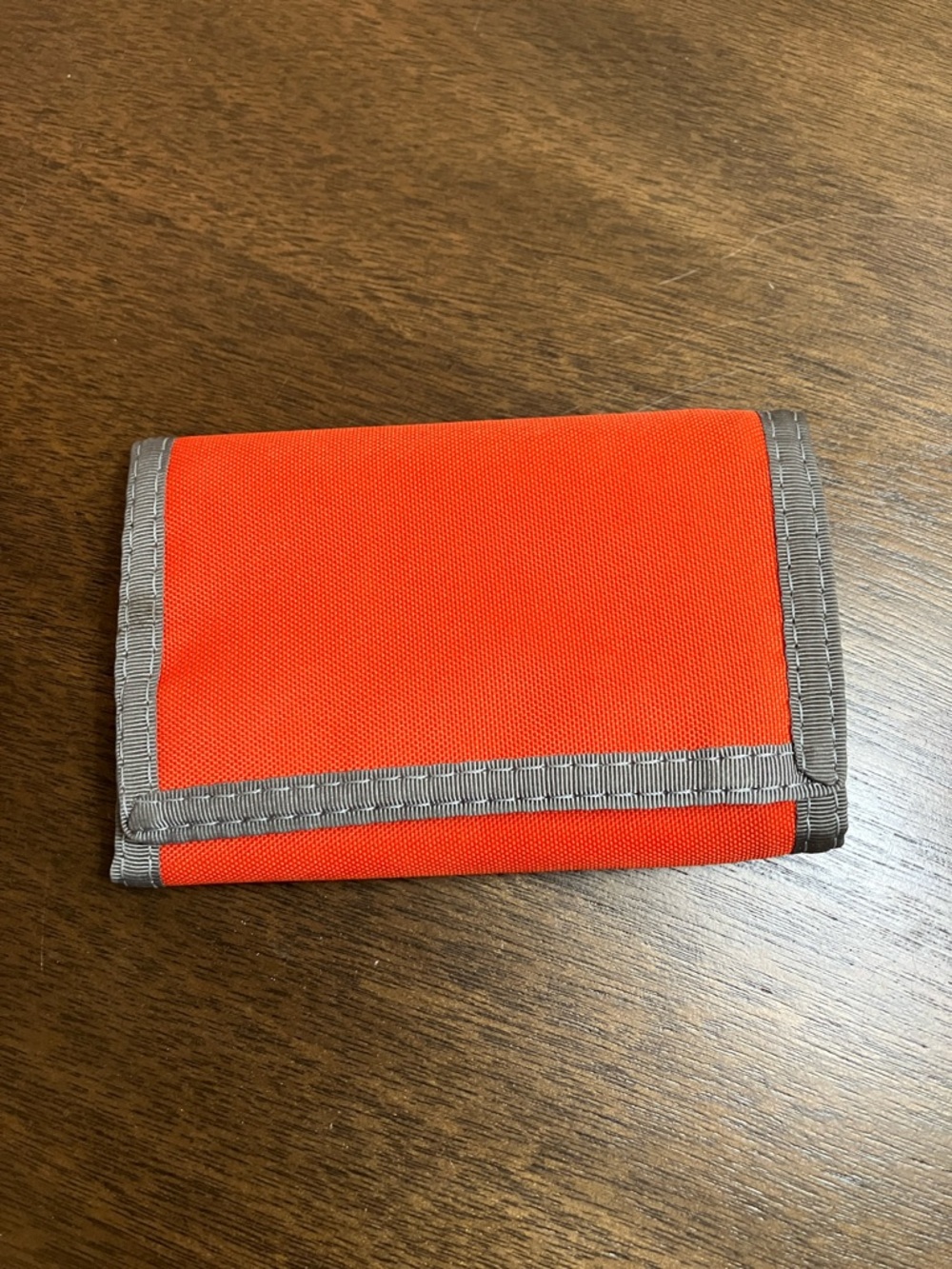 Kids Orange Tri-Fold Wallet with Gray Trim